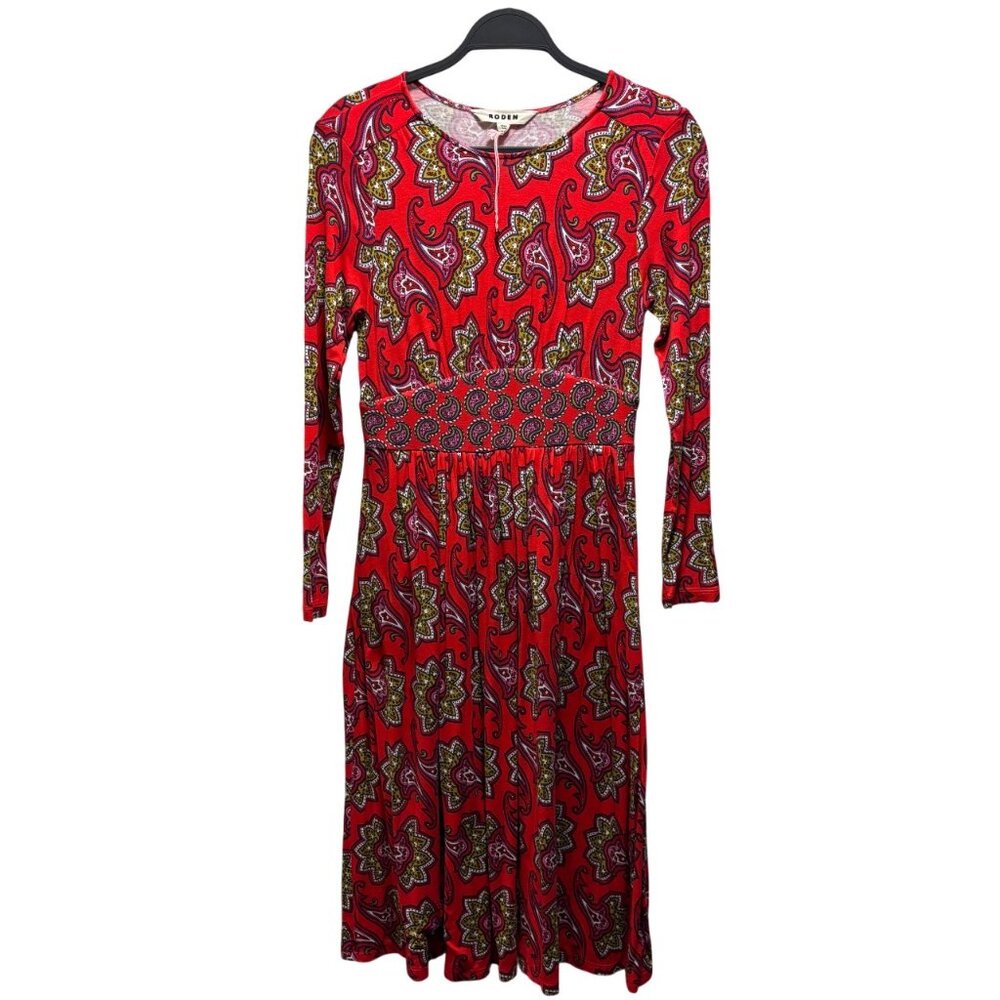 Boden Red Paisley Midi Dress - Picture 5 of 8